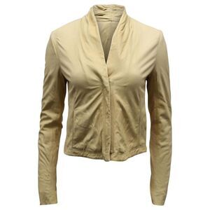 Theory Lavella Lambskin Leather Sand Beige Crop Jacket Sz Womens 4